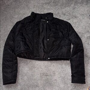 Black Cropped Puffer Jacket